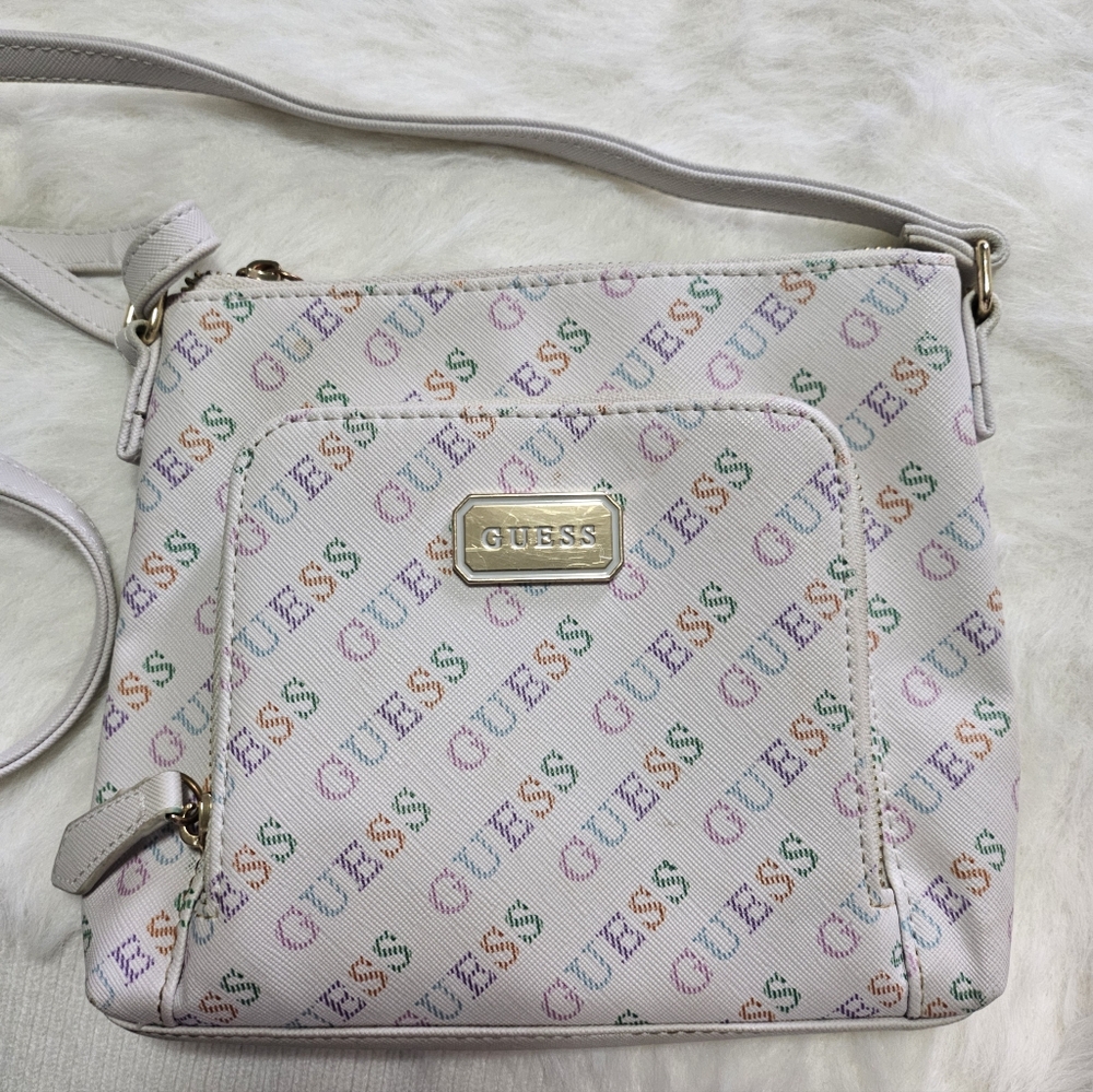 GUESS McKinney White Rainbow Logo Crossbody Bag